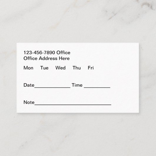 Visitekaartjes voor afspraak met een diergeneeskun afsprakenkaartje (Achterkant)