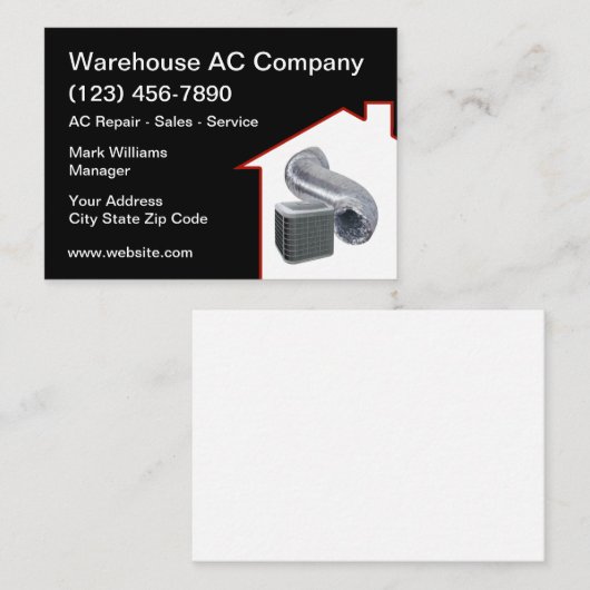 Visitekaartjes voor airconditioningverwarming (Voorkant / Achterkant)