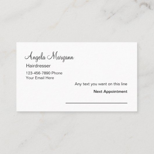 Visitekaartjes voor airdresser afsprakenkaartje (Achterkant)