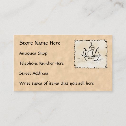 visitekaartjes voor Antieke Winkelen (Voorkant)