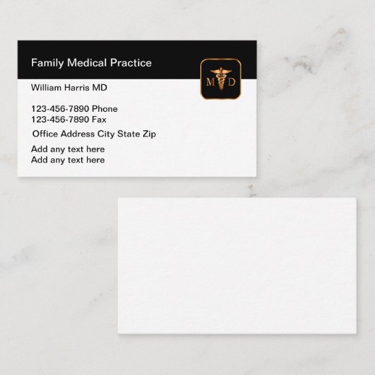 Visitekaartjes voor artsenpraktijk voor artsen (Voorkant / Achterkant)