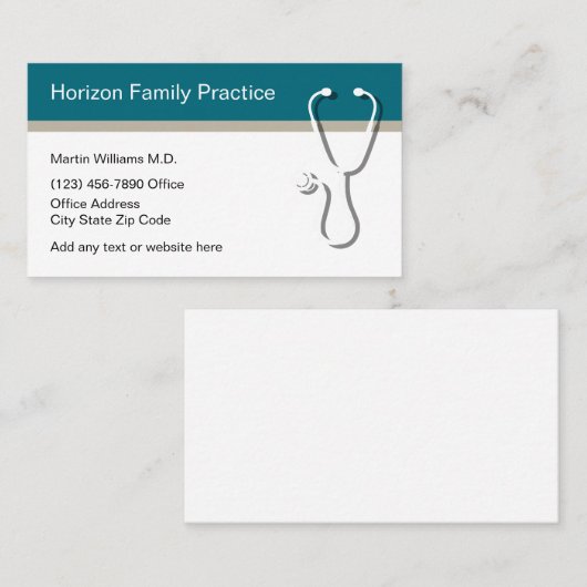 Visitekaartjes voor artsenpraktijk voor artsen (Voorkant / Achterkant)
