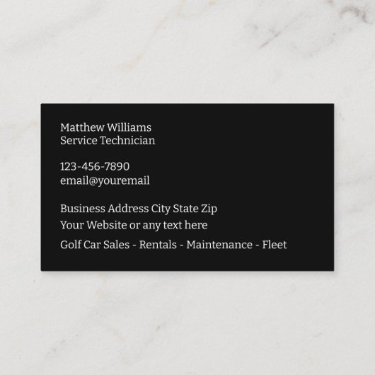 Visitekaartjes voor autoverhuur en -service Golf (Achterkant)