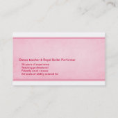 Visitekaartjes voor balletdansonderwijzer (Achterkant)