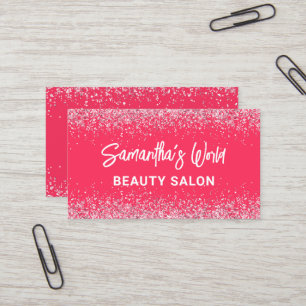 Visitekaartjes voor Beauty Salon Hot Pink Glitter