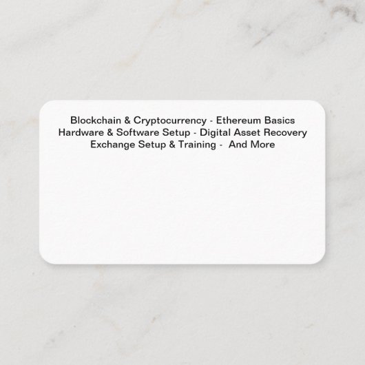 Visitekaartjes voor bitmunt en cryto Ethereum (Achterkant)
