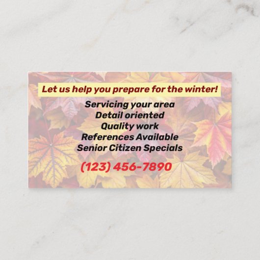 Visitekaartjes voor bladverwijdering (Achterkant)