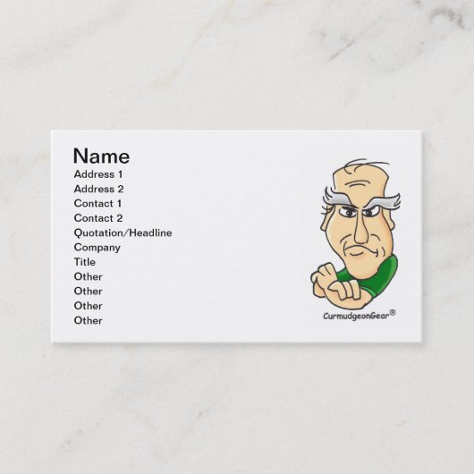 visitekaartjes voor "Card-Carrying Curmudgeon" (Voorkant)