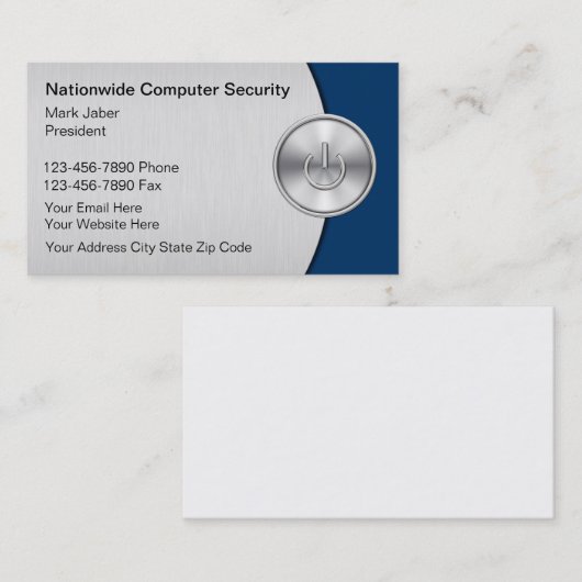 Visitekaartjes voor computerbeveiliging (Voorkant / Achterkant)