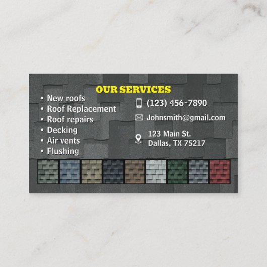 Visitekaartjes voor dakbedekking (Achterkant)