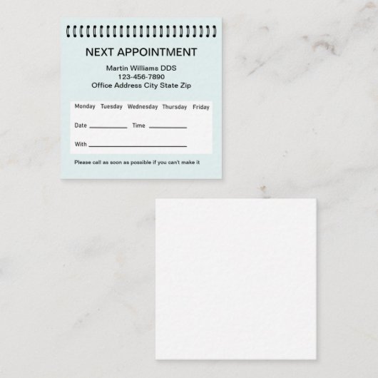 Visitekaartjes voor de aanstelling van medisch tan afsprakenkaartje (Voorkant / Achterkant)