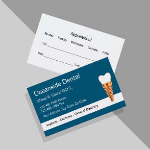 Visitekaartjes voor de aanwijzing van Kassy Dentis Afsprakenkaartje