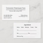 Visitekaartjes voor de benoeming van dierenartsen (Voorkant / Achterkant)