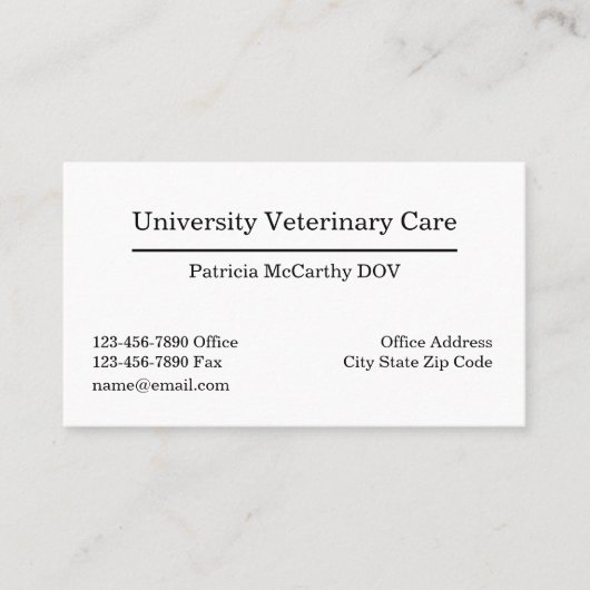 Visitekaartjes voor de benoeming van dierenartsen (Voorkant)