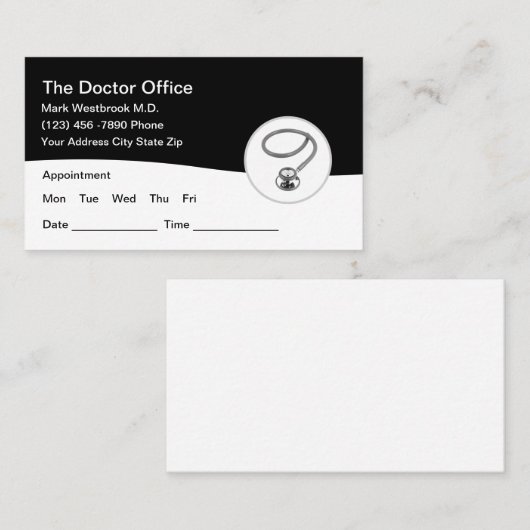 Visitekaartjes voor de benoeming van moderne artse (Voorkant / Achterkant)