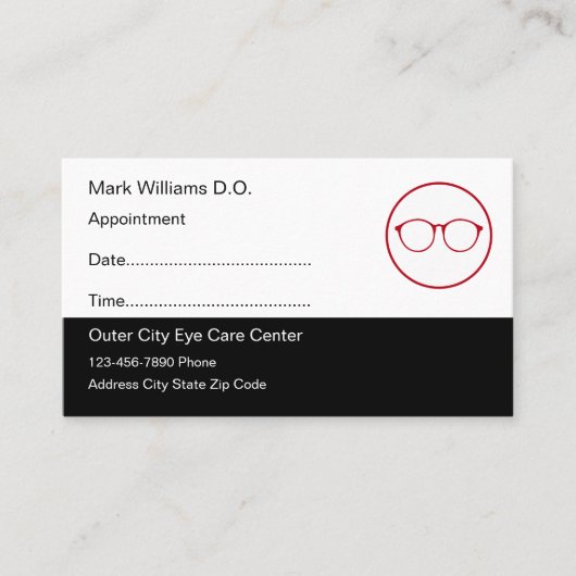 Visitekaartjes voor de benoeming van Optometrist A Afsprakenkaartje (Voorkant)