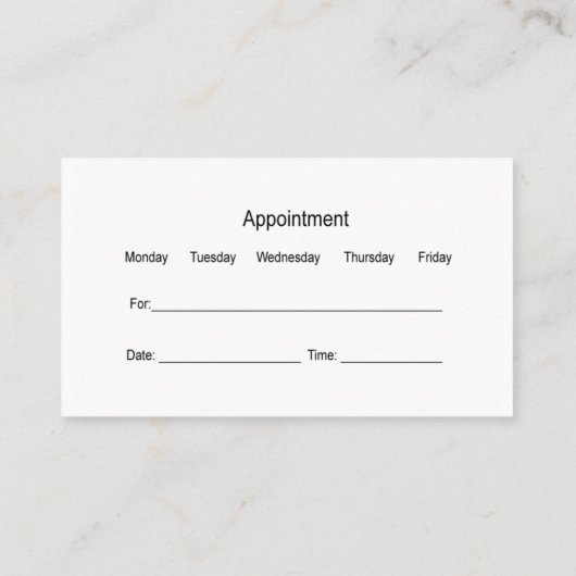 Visitekaartjes voor de benoeming van tandartsen afsprakenkaartje (Achterkant)