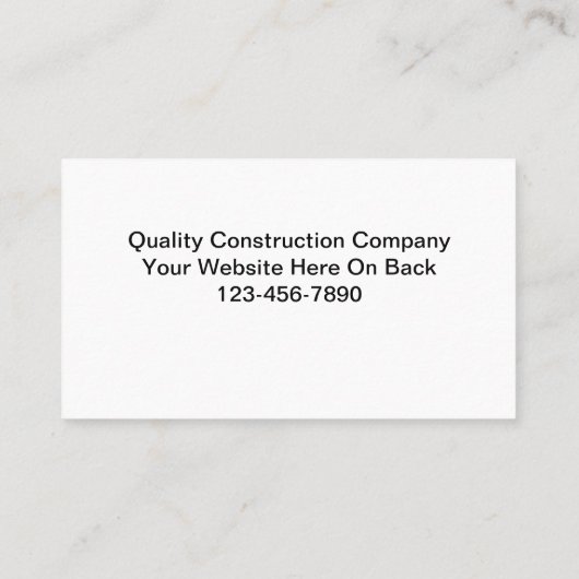 Visitekaartjes voor de bouw (Achterkant)