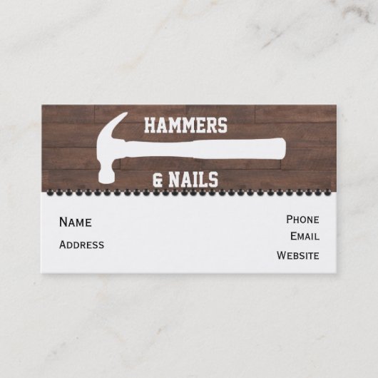 Visitekaartjes voor de bouw van hamers en nagels (Voorkant)