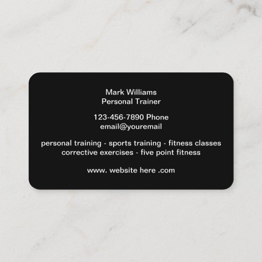 Visitekaartjes voor de koelste persoonlijke traini (Achterkant)