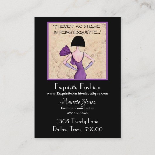 visitekaartjes voor de Mode "Exquise Diva" (Voorkant)