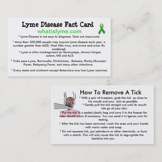 Visitekaartjes voor de opsporing van de ziekte van (Voorkant / Achterkant)