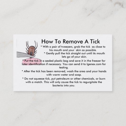 Visitekaartjes voor de opsporing van de ziekte van (Achterkant)