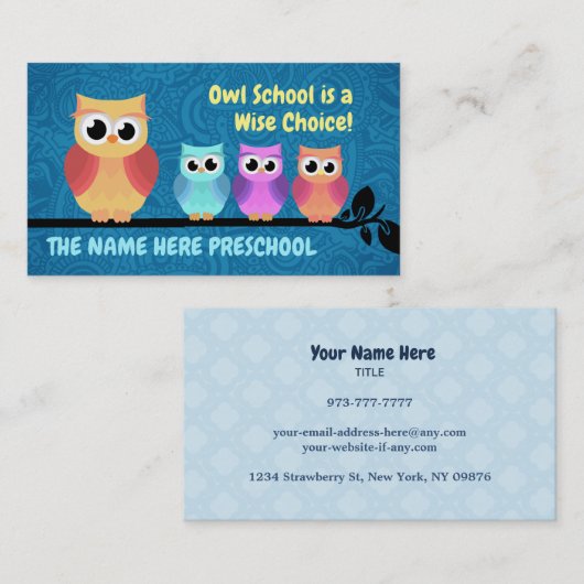 Visitekaartjes voor de preschool (Voorkant / Achterkant)