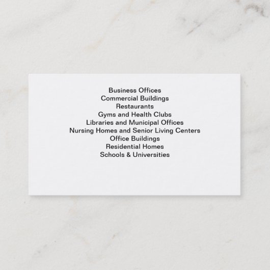 Visitekaartjes voor de reiniging van het Bio-virus (Achterkant)