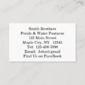 Visitekaartjes voor de Waterverf van de waterlieve (Achterkant)