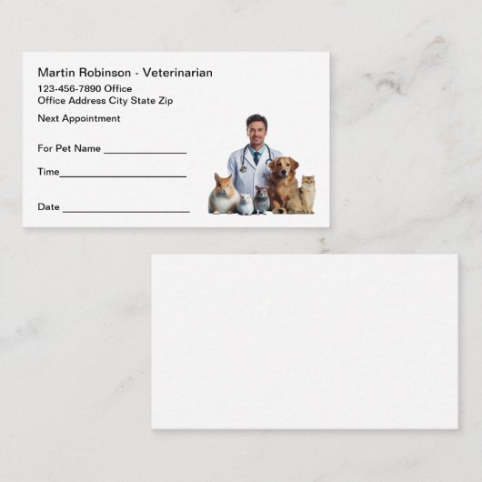 Visitekaartjes voor dierenartsafspraak afsprakenkaartje (Voorkant / Achterkant)