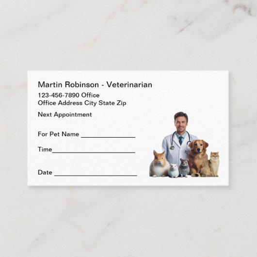 Visitekaartjes voor dierenartsafspraak afsprakenkaartje (Voorkant)