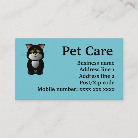Visitekaartjes voor dierenverzorging (Voorkant)