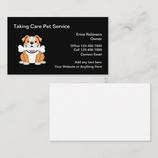 Visitekaartjes voor dierenverzorging Eenvoudig ont (Voorkant / Achterkant)