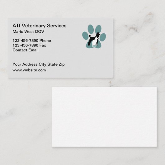 Visitekaartjes voor diergeneeskunde (Voorkant / Achterkant)