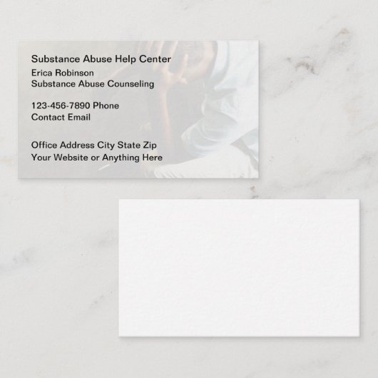 Visitekaartjes voor drugsmisbruik (Voorkant / Achterkant)