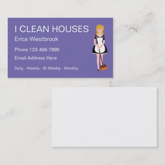Visitekaartjes voor eenvoudige schoonmaakdiensten (Voorkant / Achterkant)