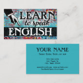 Visitekaartjes voor Engelse taallessen - Blue Red (Voorkant / Achterkant)