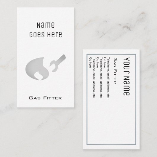 visitekaartjes voor "Essential" gasfitter (Voorkant / Achterkant)