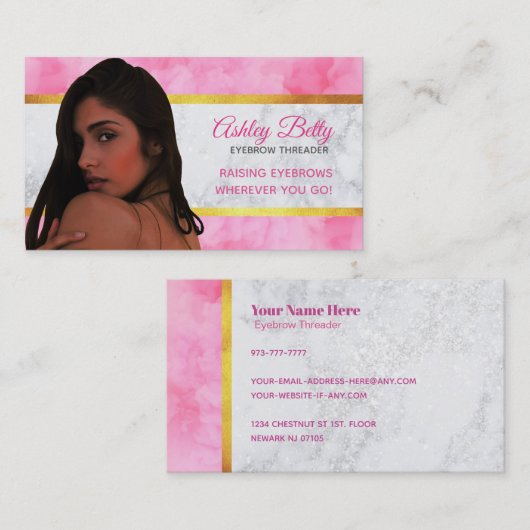 Visitekaartjes voor Eyebrow Threader Slogans (Voorkant / Achterkant)