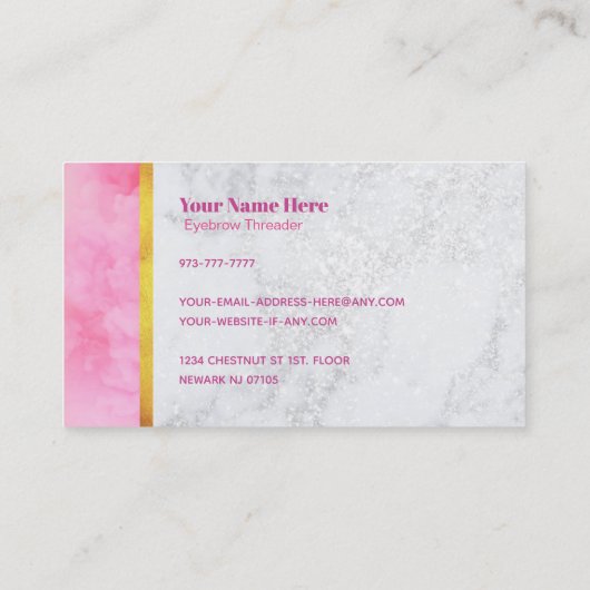 Visitekaartjes voor Eyebrow Threader Slogans (Achterkant)