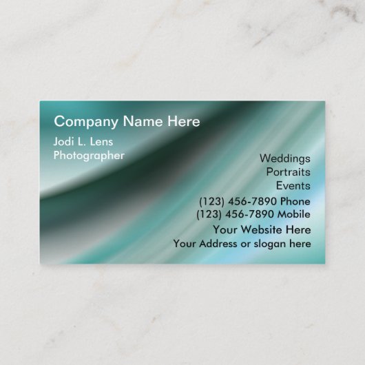 Visitekaartjes voor fotografie (Achterkant)