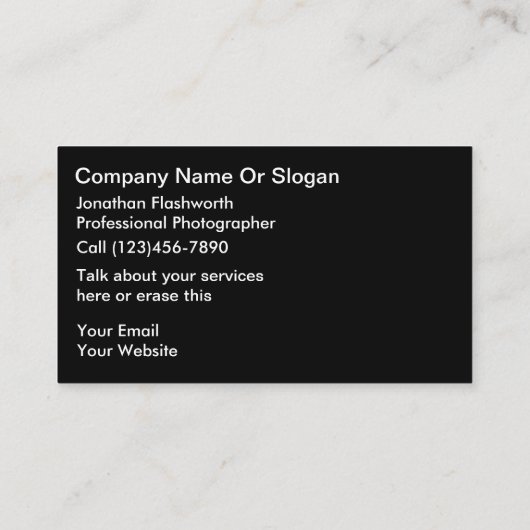 Visitekaartjes voor fotografie (Achterkant)