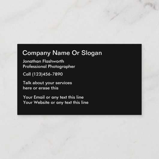 Visitekaartjes voor fotografie (Achterkant)