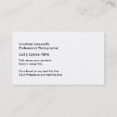 Visitekaartjes voor fotografie (Achterkant)