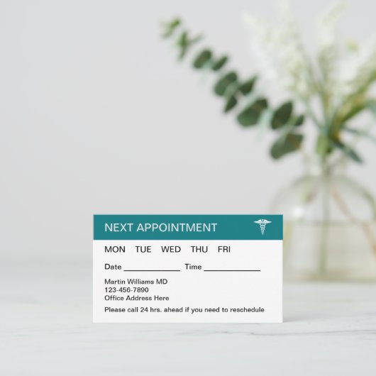 Visitekaartjes voor gezins- en medische benoeming afsprakenkaartje (Staand voorkant)