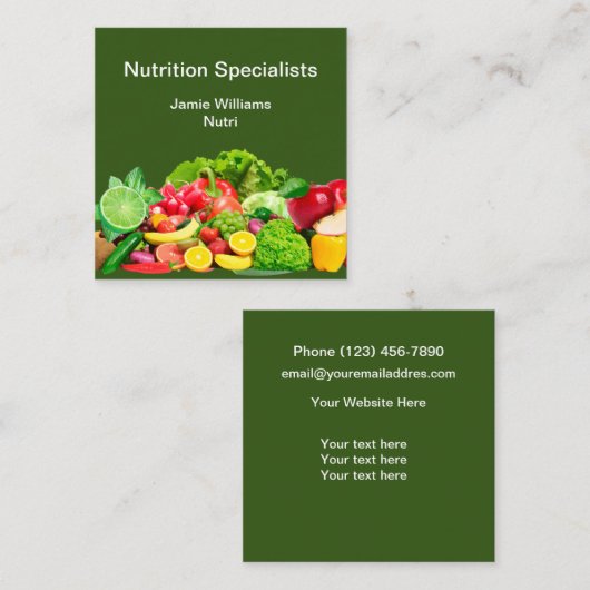 Visitekaartjes voor gezondheid en voeding (Voorkant / Achterkant)