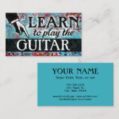 Visitekaartjes voor gitaarlessen - Blauw rood (Voorkant / Achterkant)