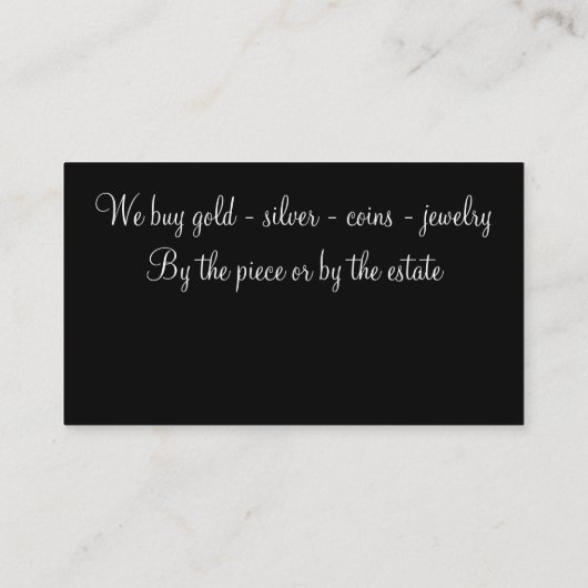 Visitekaartjes voor goud en munten (Achterkant)