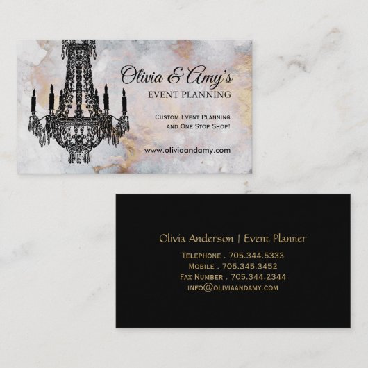 Visitekaartjes voor gouden en zwarte marmer-luchte (Voorkant / Achterkant)